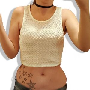 Charlotte Russe Cream Stretchy Crop Top